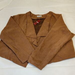 AVENUE. Brown Draped Jacket 100% Polyester